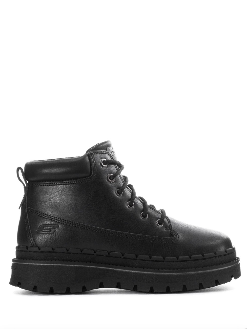 •SKECHERS• “Jammers SR” Black Lace-Up Memory Foam Work Shoes Boots >> NIB